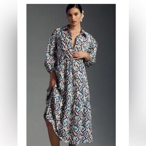 Anthropologie The Bettina Tiered Shirt Dress